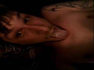 She-babe cums on the table and licks her jizz